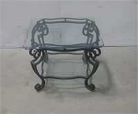 25"x 25"x 22" Metal Accent Table W/Glass Top