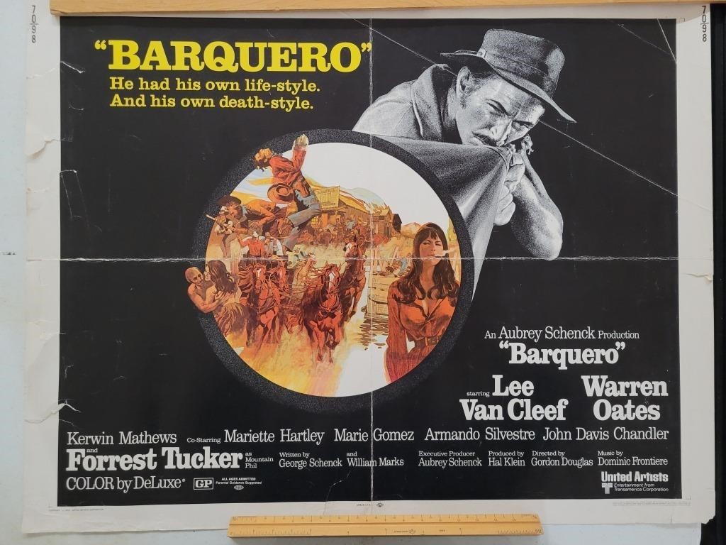 Original 1970 BARQUERO western movie poster