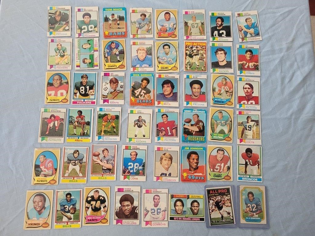 48 old NFL 1970s trading football cards OJ SIMPSON