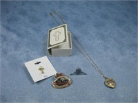 Assorted Pins & Keepsake Heart Necklace