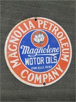 Porcelain Magnolia Petroleum motor oil sign