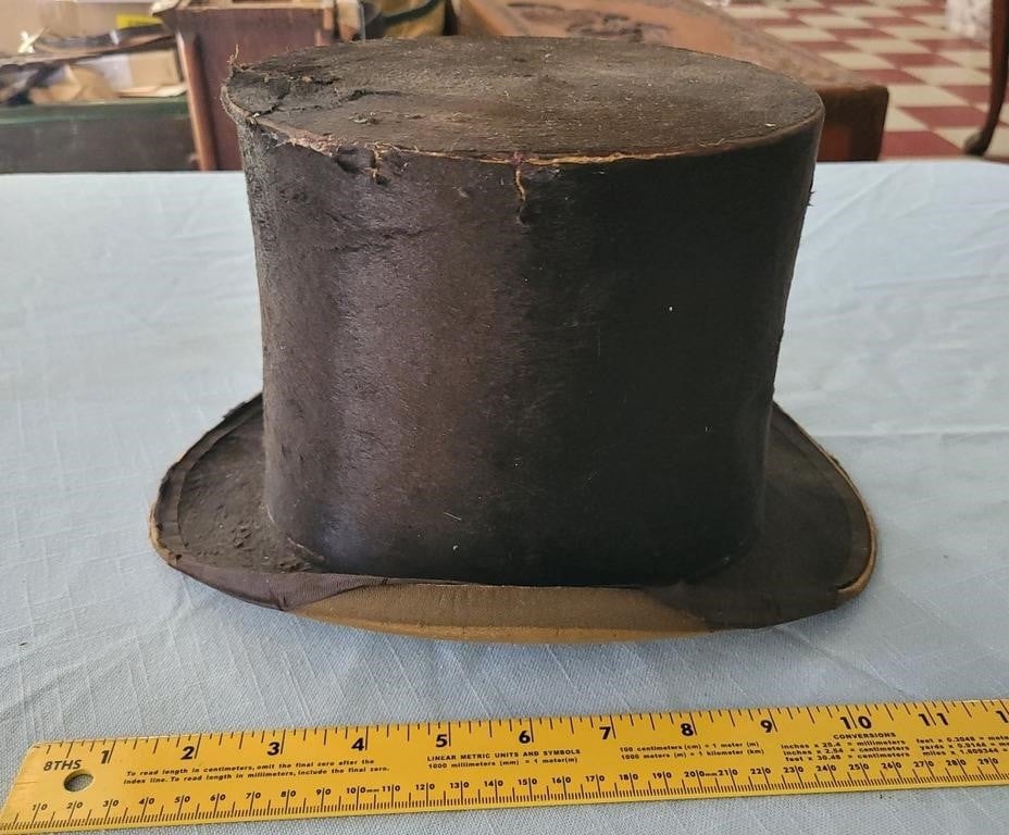 c1880 - 1900 black beaver old west top hat Chicago