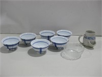 Signed Stoneware W/Ceramic Bowls See Info