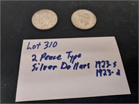 2 PEACE silver dollars1923 D & 1923 S