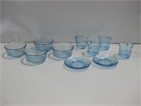 Twelve Blue Glass Dishes Largest 5"x 2.25"