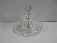 12"x 10"  Two Tier Glass Snack Dish