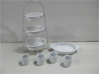 14" Three Tier Century Ware & White Dishware