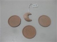 3 Clay Coasters W/Clay Moon Air Freshener See Info