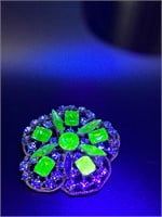 Glowing Uranium Glass Vintage Brooch