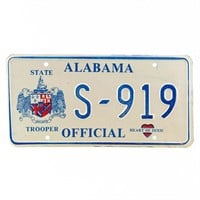 Alabama Official State Trooper License Plate S-919