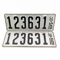 Illinois 1916 License Plate 6 Digit Set