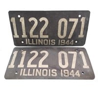 Illinois 1944 Set Of Soybean License Plates