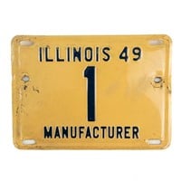 Illinois 1949 Mfg. License Plate #1 Tucker