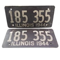 Illinois 1944 Set of Soybean License Plates