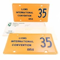 '58 IL Lions International Conv. License Plate Set