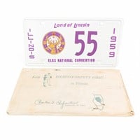 1959 IL Elks National Convention License Plate #55