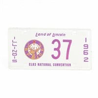 1962 IL Elks National Convention License Plate #37