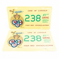 Set of 1963 IL A.A.O.N.M.S License Plate #238
