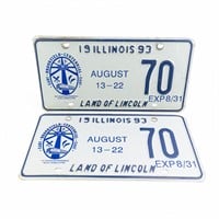 '93 IL Brookfield Centennial License Plate #70 Set