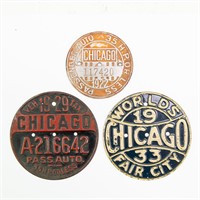 3 Chicago Vehicle Tax Tags 22, 29, 33