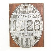 Chicago 1914 Motorcycle Tag