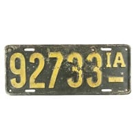 Iowa 1916-18 License Plate