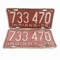 Indiana 1936 License Plate Set