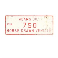 1976 Adams Co Horse Drawn Vehicle License Plate