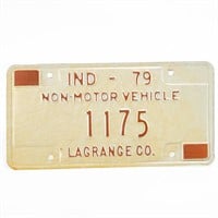 1979 Indiana Non Motor Vehicle Plate Lagrange Co