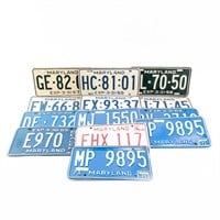 13 Maryland License Plates 1957- 1978