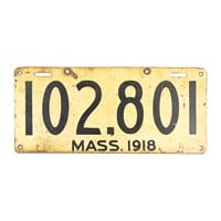 Massachusetts 1918 License Plate