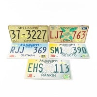 5 Mississippi License Plates 1968-2000