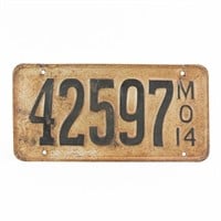 Missouri 1914 License Plate