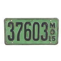 Missouri 1915 License Plate