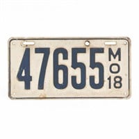 Missouri 1918 License Plate