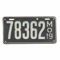 Missouri 1919 License Plate