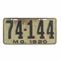 Missouri 1920 License Plate