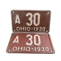 Ohio 1930 License Plate Pair
