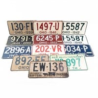 12 Ohio License Plates 1936-1974