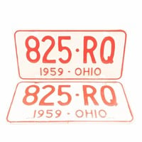 Matching Pair of 1959 Ohio Vehicle License Plates