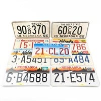 (9) Nebraska License Plates 1965 - 2000