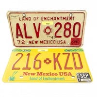 2 New Mexico License Plates 1973 & 2001