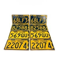 (2)1950 & (2)1951 Pennsylvania License Plate Sets