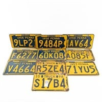 10 Pennsylvania License Plates 1950-1956