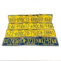 12 Pennsylvania License Plates 1967-1974