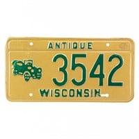 Wisconsin Unissued Antique License Plate #3542