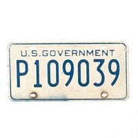 Vintage US Government License Plate P109039
