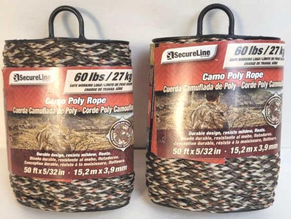 2 - Camo Poly Ropes 50' x 5 /32"