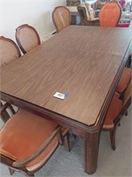 Rectangular wood dining table, 75" long without