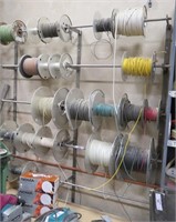 Wire Rack With ~18 Rolls Of Various Wire.